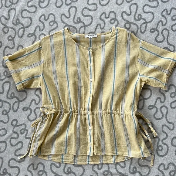 Madewell Drawstring-Waist Shirt in Atlantic Stripe - Picture 3 of 9